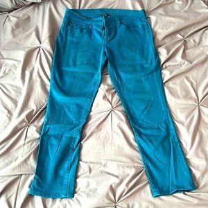 Teal jean capris
